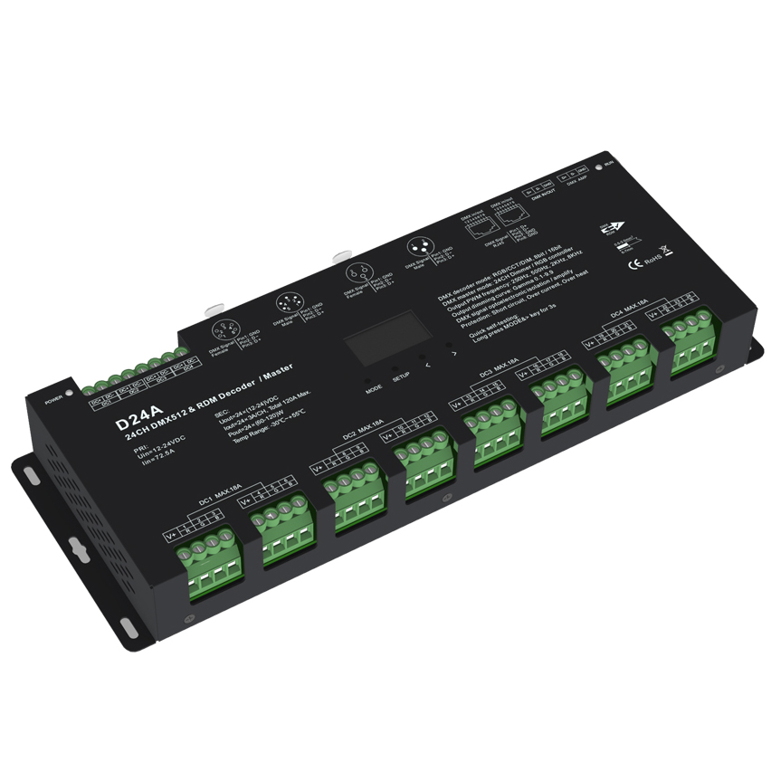 OLED 12-24VDC Constant voltage IP20 CV DMX Decoder D24A OLED 12-24VDC Constant voltage IP20 CV DMX Decoder D24A